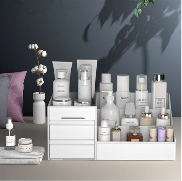Makeup Organizer With Drawers — Countertop Organizer for Cosmetics, Vanity Holder for Lipstick, Brushes, Lotions, Eyeshadow, Nail Polish and Jewelry